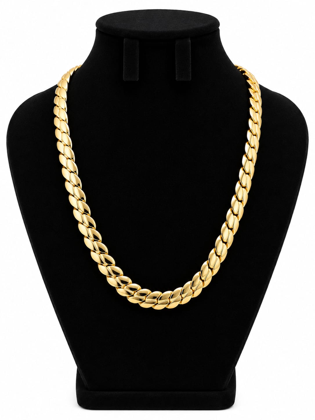 Polished gold Cuban link chain necklace