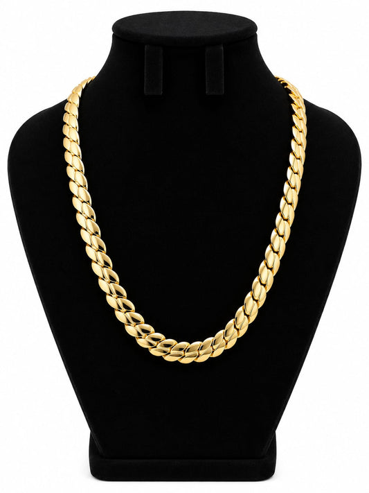 Polished gold Cuban link chain necklace